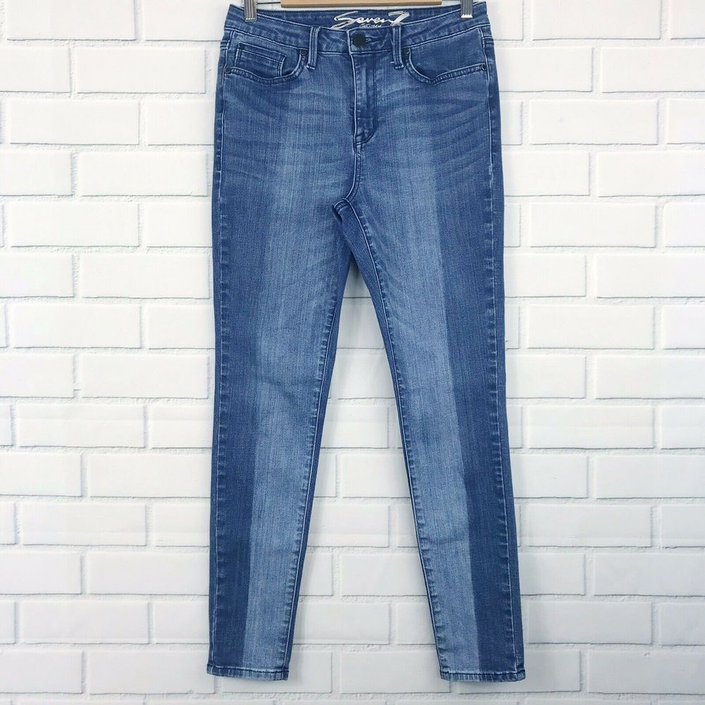 Seven7 Jeans Mid Rise Skinny Two Tone 6 Denim